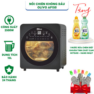 Nồi chiên không dầu Olivo AF150 có 16 chức năng, dung tích 15 lít, công suất 2500W - Hàng chính hãng bảo hành 24 tháng