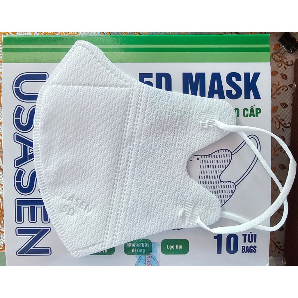 [ Thùng 100 cái] Khẩu trang 5D Mask ( cao cấp Usasen ) quai thun, kháng khuẩn, form chuẩn, không đau tai