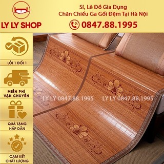 Chiếu trúc tăm vân gỗ in hoa - Họa Tiết Ngẫu Nhiên - Chiếu Đẹp