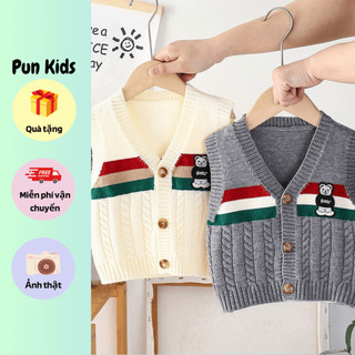 Áo gile len thu đông phong cách Hàn Quốc họa tiết gấu Bear cho bé trai 09 - 21kg AMĐ49