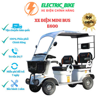 Xe điện 4 bánh mini bus e600, phiên bản nâng cấp 2024, động cơ 1200w, có rèm che toàn bộ xe, bh chính hãng 1 năm