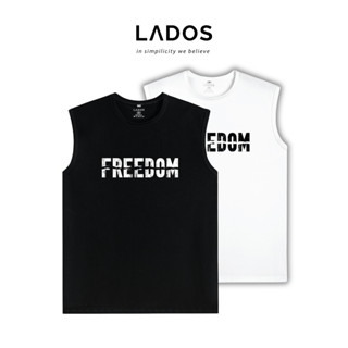 Áo thun 3 lỗ nam, nữ in chữ FREEDOM LADOS-9169 cotton co giãn 4 chiều, thấm hút mồ hôi