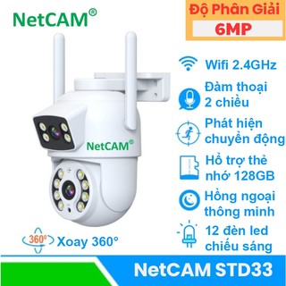 Camera WiFi Ngoài Trời NetCAM STA2.0 / NetCAM STD33 - Ống Kính Kép (3MP + 3MP), Xoay 360 Độ, Chống Nước IP66