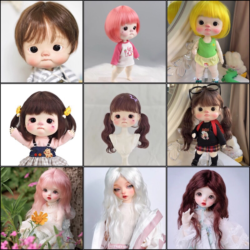 Tóc giả cho búp bê Ob11, ,blythe, Size Bjd 1/6