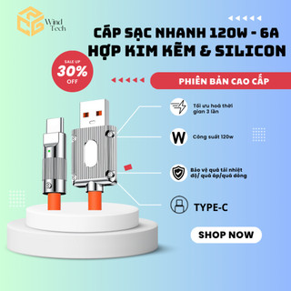 Dây Cáp Sạc Nhanh 120W 6A Bằng Hợp Kim Kẽm Và Silicon Cho iphone / type-C / Micro USB thế hệ mới