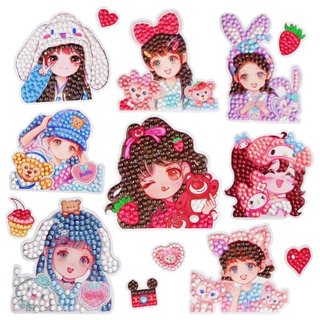  Tranh đính đá mini nhỏ cho bé sticker tự làm tự dính trang trí cốc, balo, cặp CÓ KÈM ĐỦ PHỤ KIỆN ĐÁ