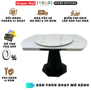 Bàn Tròn Xoay YoLo Mở Rộng, Chân Sắt Mạ PVD, Nhập Khẩu Cao Cấp Hiện Đại,  Căn Hộ Chung Cư Gia Đình