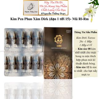  Kim phun xăm Dirk  đạn 1 tới 15  kim pen phun xăm sắc bén,phun môi siêu nhanh,màu bong đậm-  Hộp 20 Cái  -Đủ Rl-Rm 