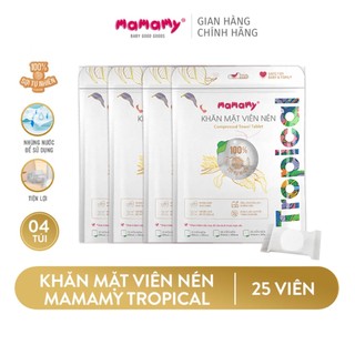 Khăn mặt viên nén Mamamy Tropical bỏ túi tiện lợi chất liệu 100% sợi tự nhiên và rayon