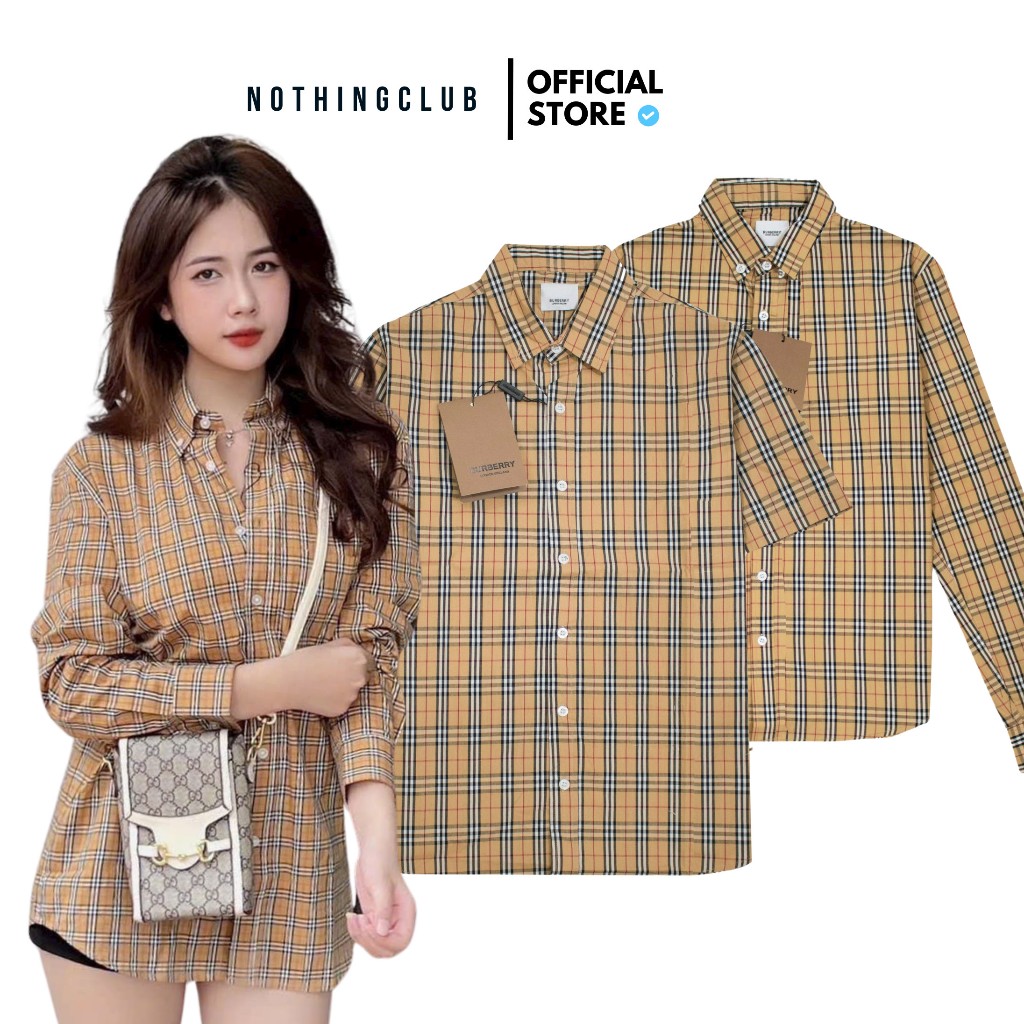 Áo Sơ Mi Nam Nữ Burberry Tổng Hợp Tay Kẻ Sọc Nhỏ Vải Oxford Cao Cấp | NothingClub