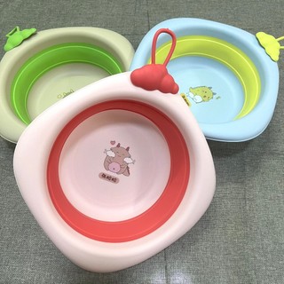 Chậu rửa mặt gấp gọn mẫu RỒNG Hình VUÔNG cho bé/ Thau rửa mặt em bé (cho chọn màu)