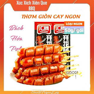 Xúc xích xiên que nướng bbq cay cay 50g, xúc xích đầu bò, lạp sườn trung hươ