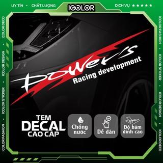 Tem xe decal logo nổi chữ POWER kiểu dáng thể thao
