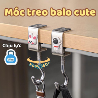 Móc treo balo, túi xách bằng chất liệu kim loại cứng cáp, móc treo đồ cạnh bàn có thể xoay điều chỉnh dễ dàng.