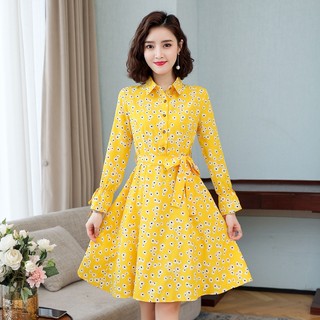 Đầm nữ đễ thương, tay dài màu vàng nổi bật mắc đi tiệc, đi làm csd21