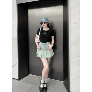 Chân váy jeans xếp ly order