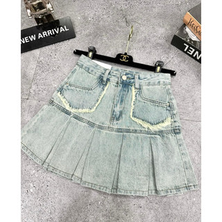 chân váy jeans xếp ly order
