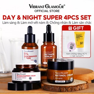 VIBRANT GLAMOR buổi sáng niacinamide buổi tối retinol bộ sửa chữa làm trắng vết thâm chống lão hóa