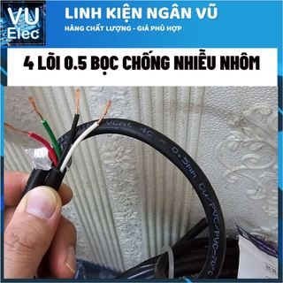 Dây điện 4 lõi 0.5mm , Dây điện 4 lõi 0.75MM bọc chống nhiễu nhôm