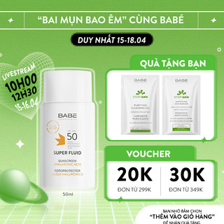 Kem chống nắng phổ rộng dành cho da khô BABE Super Fluid Sunscreen SPF50 50ml