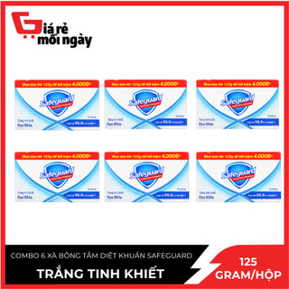 COMBO 6 Xà bông cục Safeguard Trắng tinh khiết 125gX6