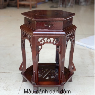 Đôn chiện lục giác kệ gỗ 2 tầng kê chậu cây,tượng phong thủy gỗ lim cao 40,50,60,70,80cm