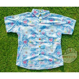 Áo sơ mi Doraemon Doremon vải lụa form rộng xinh xắn