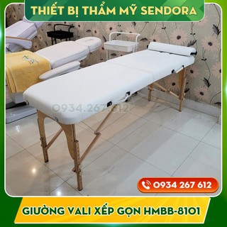 Giường vali chân gỗ gấp gọn, giường xăm di động, spa, nối mi NHẬP KHẨU HMBB-8101-70