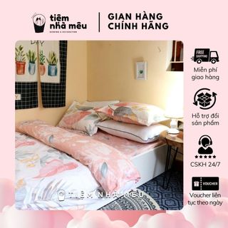 ( ẢNH THẬT) Bộ 4 Món Vỏ Chăn Ga Gối Cotton 3D - Cotton 80% Chăn Lá Mùa Thu Fullsize·Tiệm Nhà Mêu