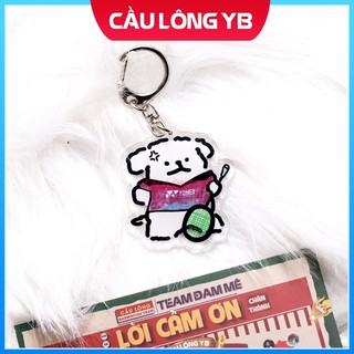 Móc khóa chú cún yonex áo hồng - móc khóa cầu lông