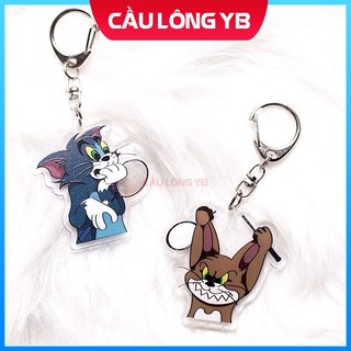 Móc khóa tom và jerry cầu lông - móc khóa bẻ vợt cầu lông jerry, móc khóa mèo tôm sợ cầu lông