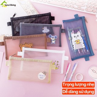 Túi đựng bút lưới DION, đồ đựng bút, đồ dùng học tập, túi để bút bằng lưới bền dễ thương