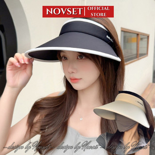 Nón chống nắng rộng vành to 14cm NOVSET mũ đi biển nửa đầu vành rộng tặng kèm dây quai mũ