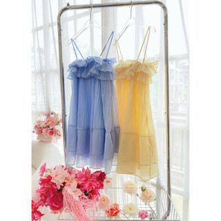 Đầm voan 2 dây xếp li
