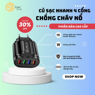 Củ Sạc Nhanh Với 4 Cổng USB 3.1A Đa Năng Ổ sạc đa năng thế hệ mới an toàn tiện lợi