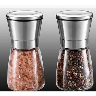 Cối xay tiêu inox, lọ xay tiêu, xay hạt khô bằng thủy tinh loại 1