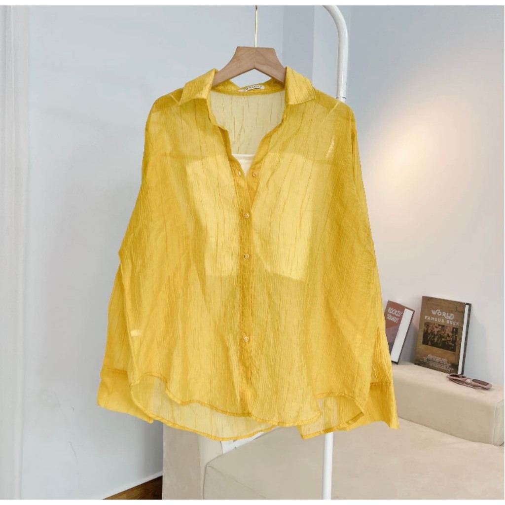 (KÈM ÁO LÓT) Áo Sơ Mi Voan Tơ 10 Màu Mỏng Mát Sang Chảnh Kèm Áo Hai Dây Dày Dặn, Set Áo Freesize Form Rộng | BigBuy360 - bigbuy360.vn