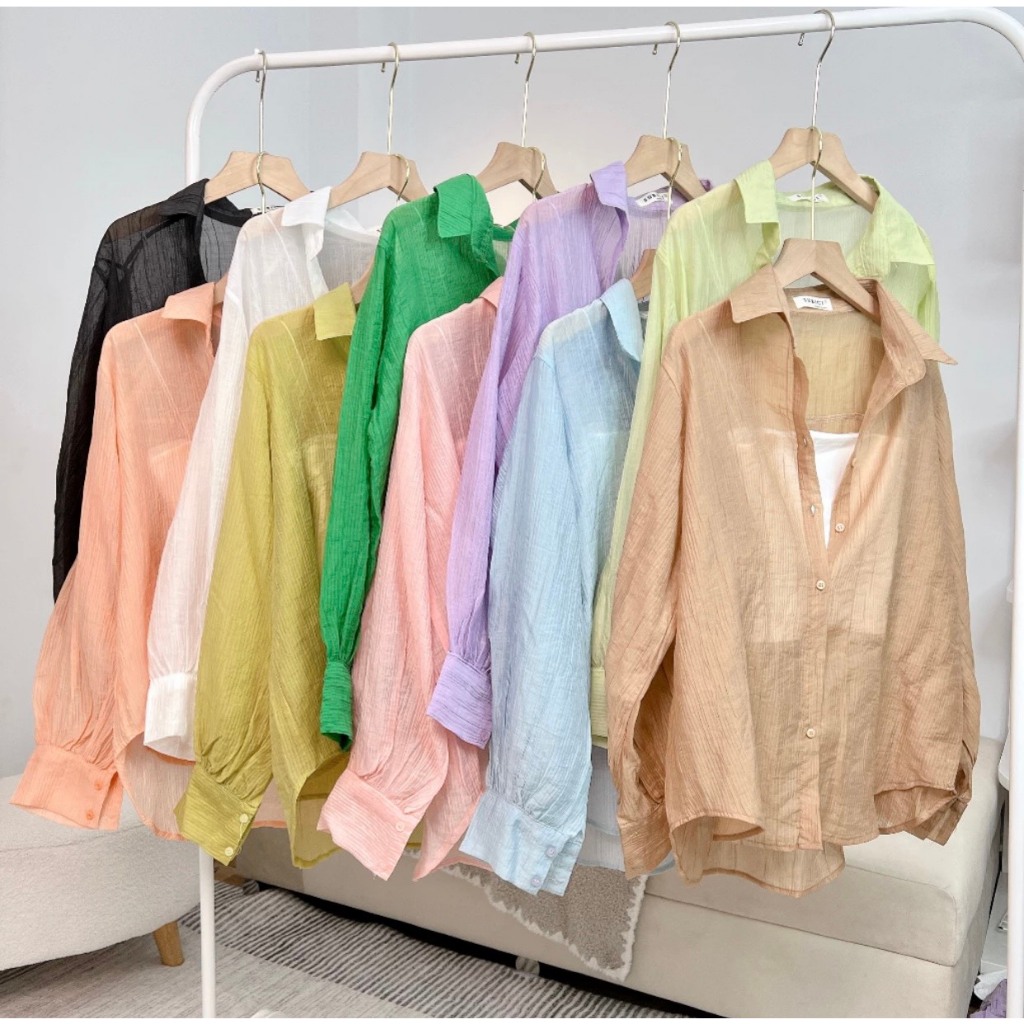 (KÈM ÁO LÓT) Áo Sơ Mi Voan Tơ 10 Màu Mỏng Mát Sang Chảnh Kèm Áo Hai Dây Dày Dặn, Set Áo Freesize Form Rộng | BigBuy360 - bigbuy360.vn