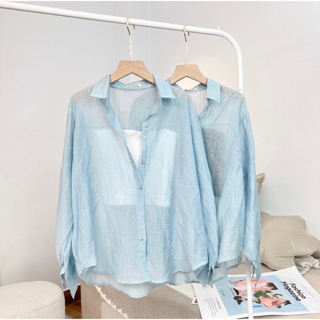 (KÈM ÁO LÓT) Áo Sơ Mi Voan Tơ 10 Màu Mỏng Mát Sang Chảnh Kèm Áo Hai Dây Dày Dặn, Set Áo Freesize Form Rộng | BigBuy360 - bigbuy360.vn