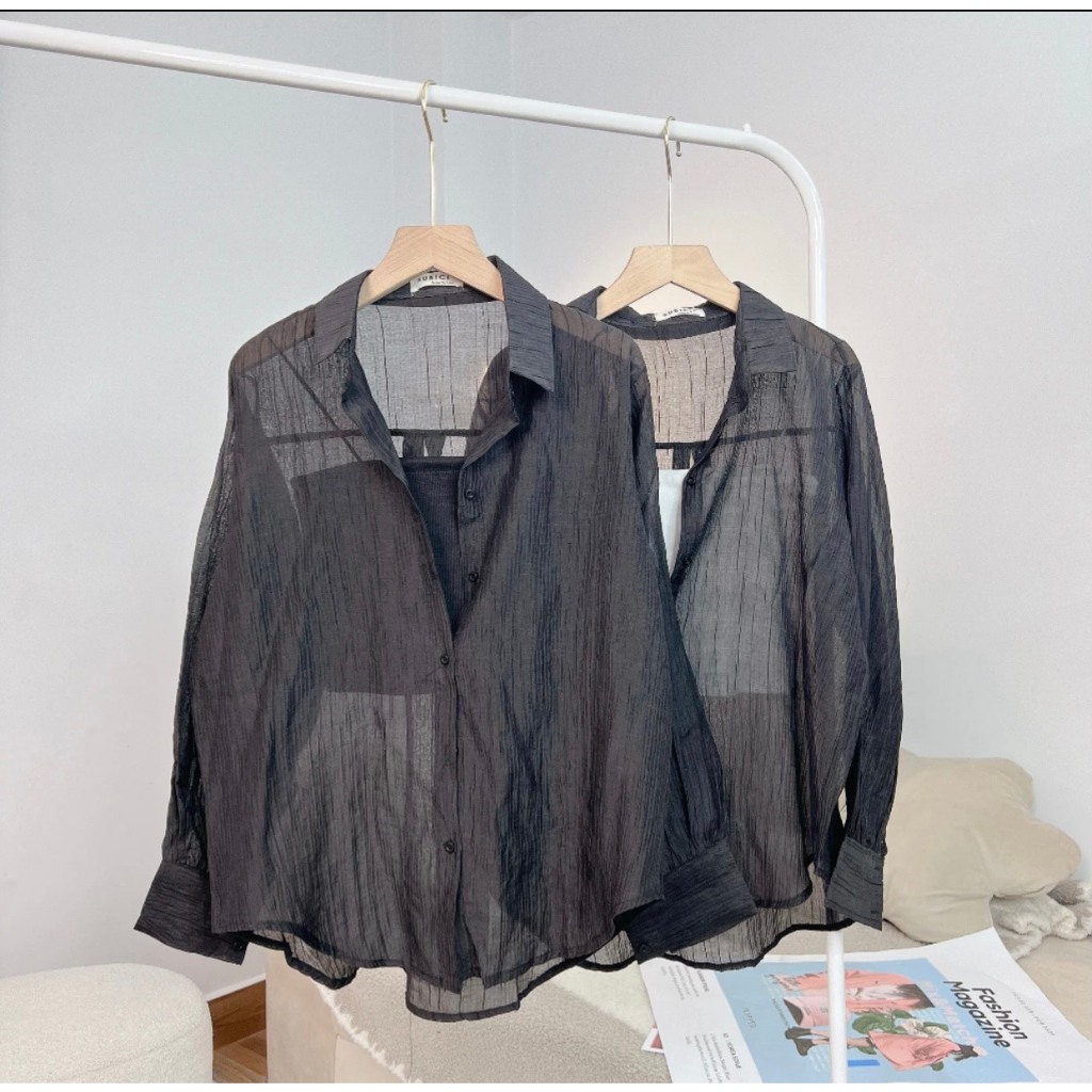 (KÈM ÁO LÓT) Áo Sơ Mi Voan Tơ 10 Màu Mỏng Mát Sang Chảnh Kèm Áo Hai Dây Dày Dặn, Set Áo Freesize Form Rộng | BigBuy360 - bigbuy360.vn