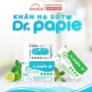 Khăn Lau Hạ Sốt Dr Papie 0M+ 3M+ Thải Nhiệt Hạ Sốt Nhanh Cho Bé Hộp 5 Gói x 5 Khăn/Gói