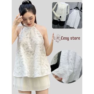 Áo yếm xinh cesy . áo yếm ren hoa dây buộc cổ 164
