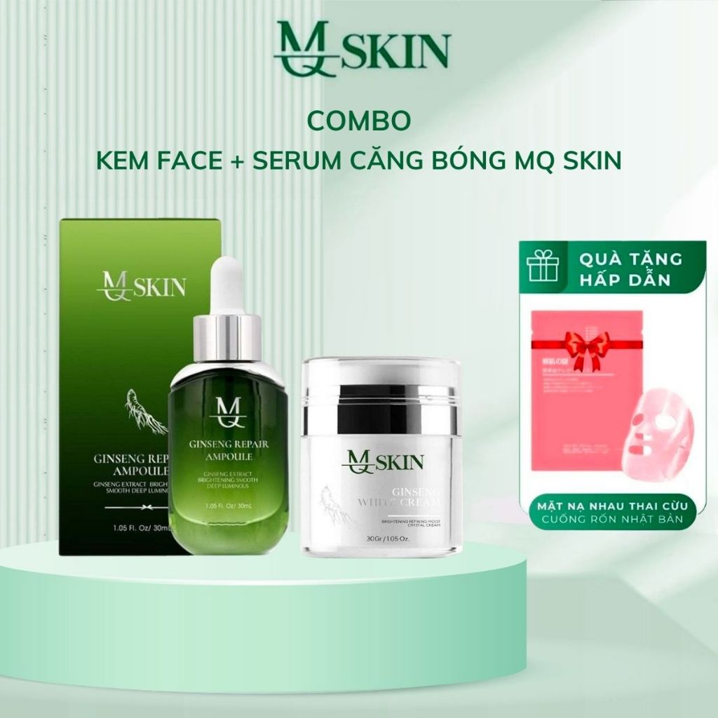 Combo Kem Face,Serum căng bóng MQ Skin dưỡng da sau tái tạo MQ Skin Chính Hãng