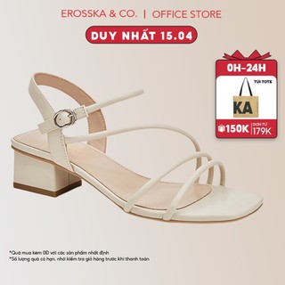 Erosska - Giày sandal cao gót hở mũi phối dây quai mảnh cao 5cm màu nude - EB065