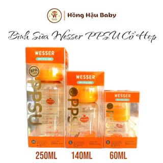 [Chính Hãng] BÌNH SỮA WESSER PPSU CAO CẤP HÀN QUỐC CỔ HẸP 60Ml, 140Ml, 250Ml