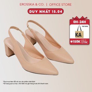 Giày cao gót Erosska thời trang mũi nhọn phối dây hở gót cao 5cm _ EH015