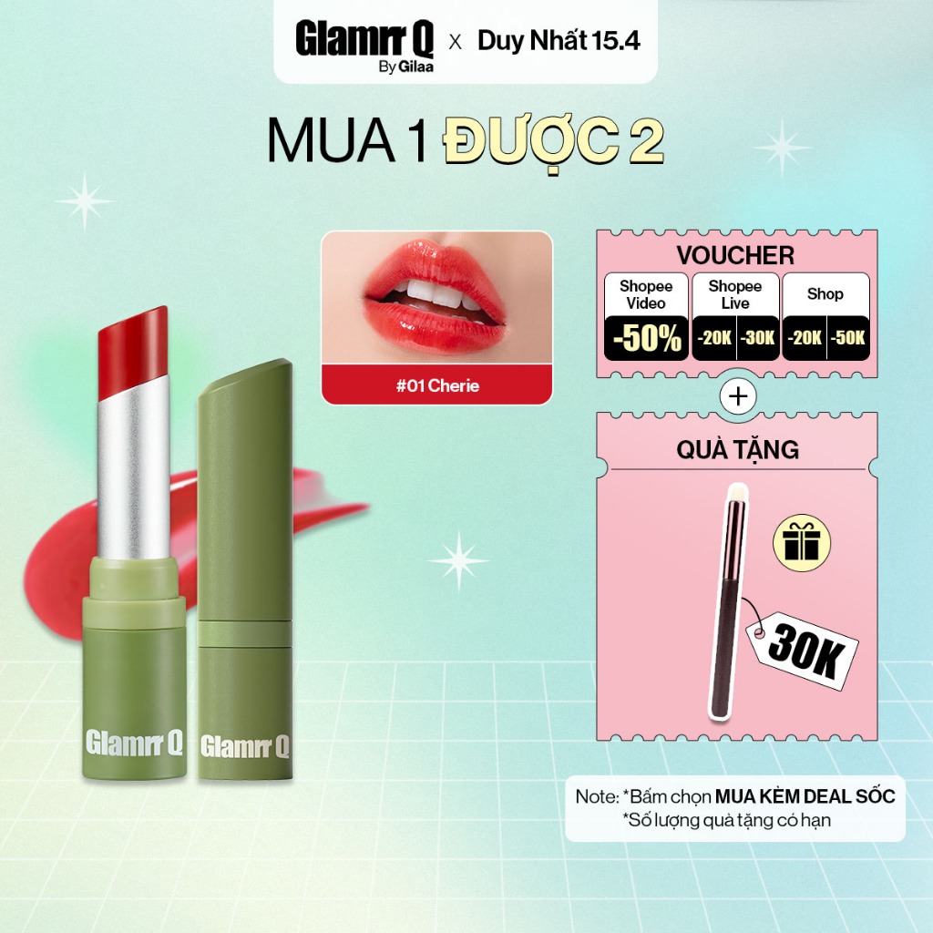 Siêu Son Dưỡng Có Màu Thuần Chay Môi Nhạy Cảm Glamrr Q Vegan Super Lip Balm (4.5g)