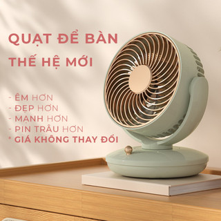 Quạt Mini Để Bàn 3 Cấp Độ, Quạt Tích Điện Cầm Tay Mini Xoay 120 Độ, Với Động Cơ Không Chổi Than Siêu Yên Tĩnh