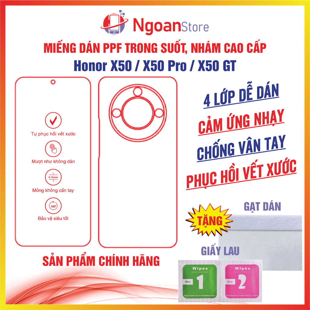 Miếng dán PPF Honor X50 / X50 Pro / X50 GT chống vân tay phục hồi vết xước - Ngoan Store