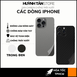Miếng dán iphone 15 pro max 14 plus 13 12 11 pro max xr x xs max carbon trong và đen chống trầy xướt huỳnh tân store